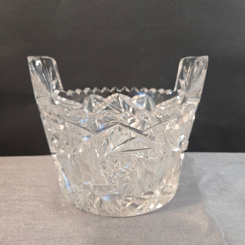 Antique ABP American Brilliant Cut‎ Glass Tab Handled Ice Bucket